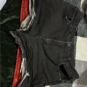 Black Distressed Denim Shorts